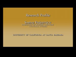 Youtube Thumbnail of Research Profile for Sabine Frühstück